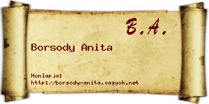 Borsody Anita névjegykártya