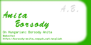 anita borsody business card